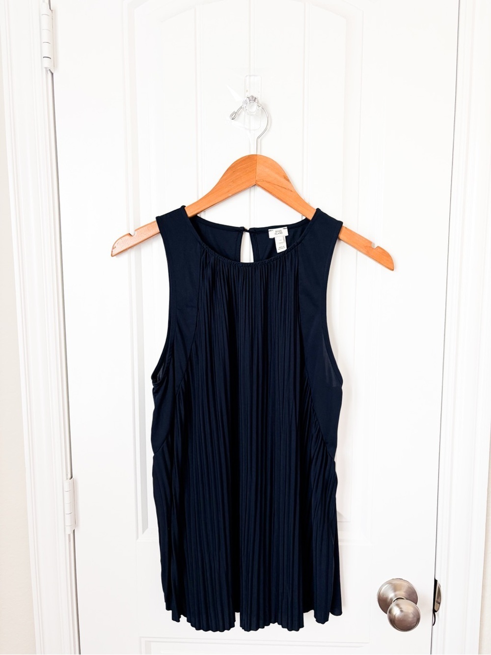 River Island Pleated Navy Blue Sleeveless Tank Top Size 12